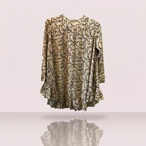 Kasirga Floral Bell Sleeve Ruffle Hem Dress Boho Spring Mini